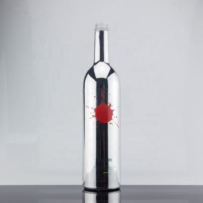 Silver Color Customized Screen Printing Logo Empty Liquor Glass Bottle 750ml 500ml With Screw Top