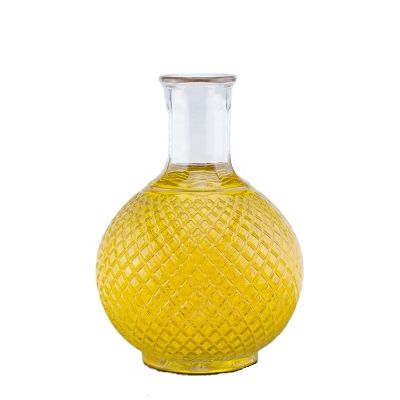 Embossed Ball Shape Customized Design 750ml Vodka Whiskey Gin Tequila Glass Bottle For Liquor Spirits With Cork Top 