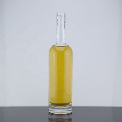 Manufacture Round Shape Super Flint Glass 500 Ml With Long Neck Gin Bottle With Frost