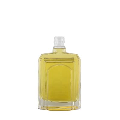 Engraving Flat Super Flint Glass 500 Ml With Mark Area Rum Bottle With Decoration 
