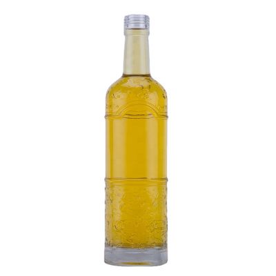 Manufacture Embossing Engraving Super Flint Glass 500 Ml Vodka Bottle With Screw Cap 
