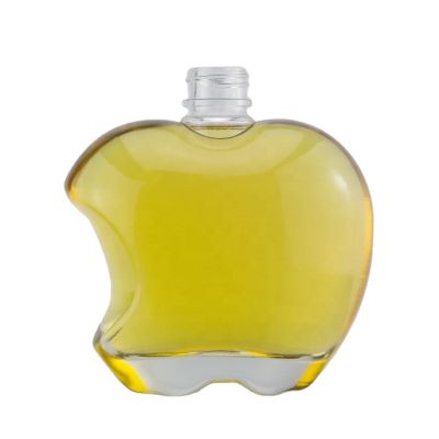 Unique Apple Broken Shape No Neck Glass 500 Ml Liquor Spirit Glass Bottle With Screen Printing 