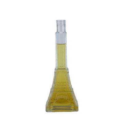 Unique New Design Eiffel Tower Shaped Glass Bottle With Super Flint Material 500 Ml Spirit Liquor Bottle 