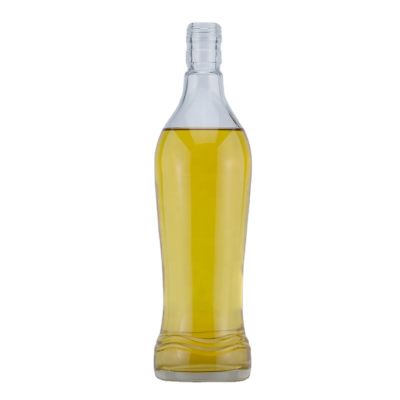 Thin Engraving Bottom Irregular Shape High Flint Glass 500 Ml Tequila Bottle With Decoration 