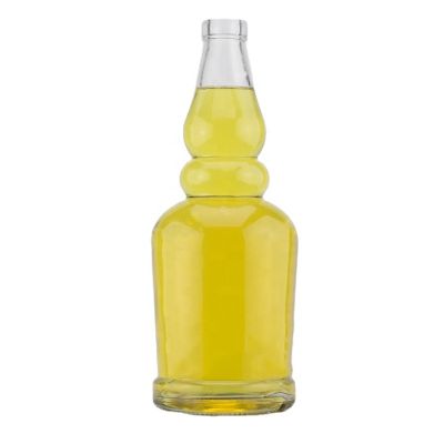 750ml China Supplier Round Shape Custom Decoration Label Vodka Whiskey Brandy Glass Bottle For Liquor Spirits With Cork Top