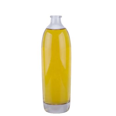 500 Ml Clear Glass Bottle With Thick Bottom And Short Neck Gin Cork Bottle With Decoration 