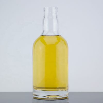 Round Shape Special Neck Glass Bottle 500 Ml Rum Glass Bottle With Frost And Decal 