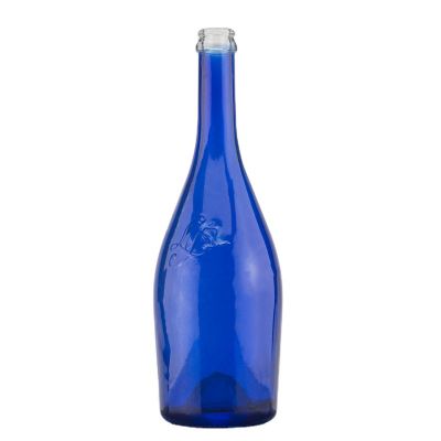 750ml Classic Design Custom Blue Color And Decoration Vodka Whiskey Gin Rum Glass Bottles For Liquor Spirits With Screw Top