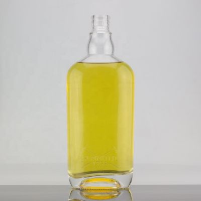 Custom Thick Bottom 750ml Brandy Glass Bottle For Guala Top With Embossed Logo 