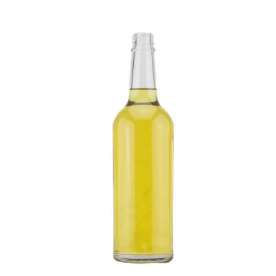 China Manufacturer Round Shape Supper Flint 750ml 700ml Vodka Whiskey Rum Glass Bottle For Liquor Spirits With Aluminum Cap