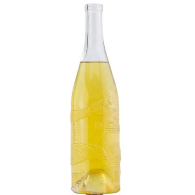 China Supplier Good Quality Embossed Custom Design 750ml 75cl Liquor Spirits Glass Bottle For Vodka Whisey With Cork Top