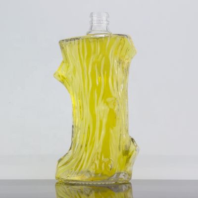 Custom Unique Trunk Shape Guala Top Spirits Liquor Glass Bottle 500ml Embossed Design 