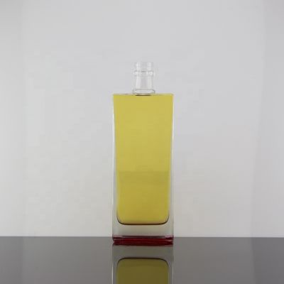 Guala Top Red Thick Bottom 500ml Vodka Glass Bottle Square Shape Clear Empty Bottle 
