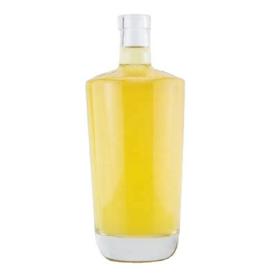 Factory Made Top Grade Flat Super Flint Liquor Spirits Glass Bottle For Vodka Whiskey Rum Brandy With Wood Cork 750ml 500ml