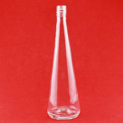 Awl Shape Glass Bottles For Liquor 375ml Clear Natural Organic Juice Bottle Glass Bottles For Liquor 