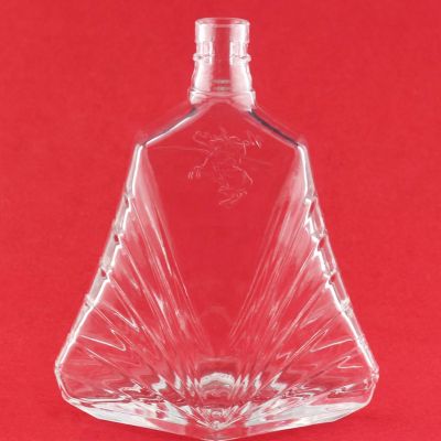 Flat Custom Clear 700ML Wine Standard Bottle Flat Shape Brandy Glass Bottle