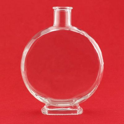 Flat Round Glass Liquor Bottle For The Wine SDpirits WhiskeyTequila Vodka Flat Round Glass Liquor Bottle 