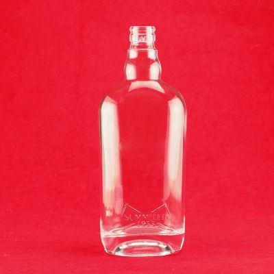 Flat Round Tequila Blue Bottle Flat Round Whiskey Glass Bottle 