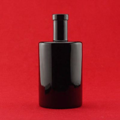 Round 750ml Glass Liquor Bottles Wholesale Empty Black Spirit Bottles 