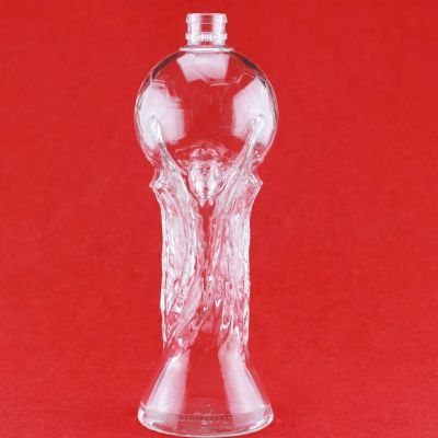 Custom Design Empty Glass Bottle Liquor 500 ml Unique Shape Decorative Glass Bottles With Stoppers 