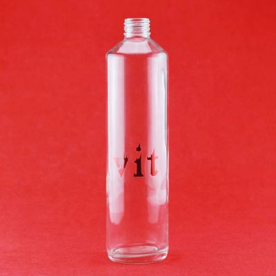 Manufacturer Made Round Shape Short Neck Printing Custom Logo Vodka Brandy Rum Tequila Liquor Bottle With Screw Cap 