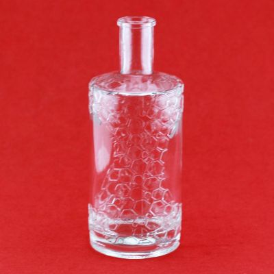 Embossed Brandy Glass Spirit Bottles Embossed Glass Vodka Bottle 