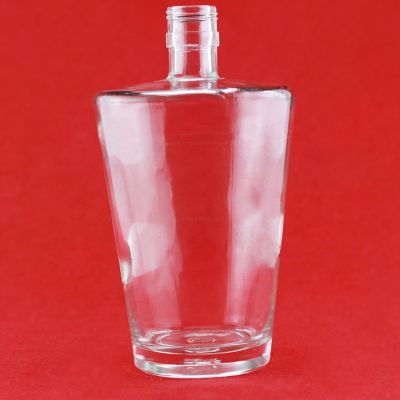 Short Neck 750ml Clear Glass Whisky Bottles Round Shape Vodka Glass Bottle Empty Aluminum Cap 