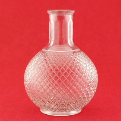 Empty Round Embossed Glass Bottles Round Embossed Brandy Glass Bottles