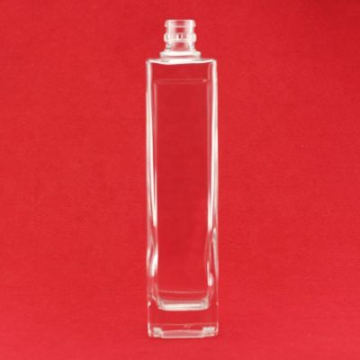 Odm Supplier Crystal Transparent Square Shape Thickness Bottom Short Neck Brandy Glass Bottle With Pull Ring 
