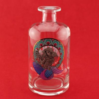 Screen Printing Round Glass Gin Bottle 500ml Vodka Empty Liquor Bottle With Wood Cork Top OEM 