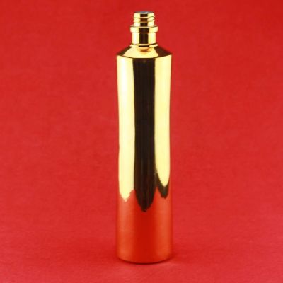 Trending Products Elegant Electroplate Gold Tall Round 750ml Rum Gin Glass Bottle With Screw Cap 