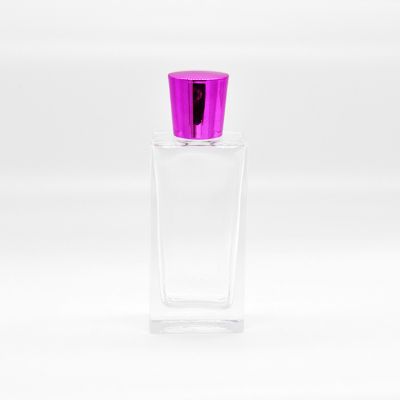 Wholesale rose red cap transparent rectangular glass perfume bottle 55ml 