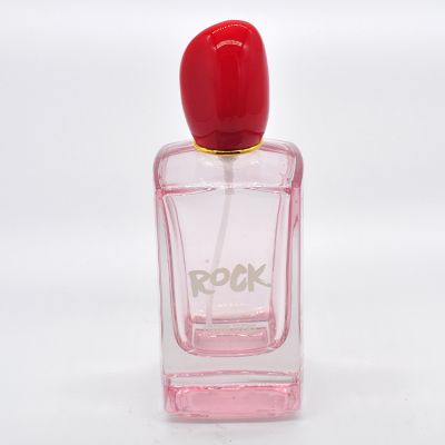 Teenage Design Pink Rectangular Transparent Glass Perfume spray Bottle 