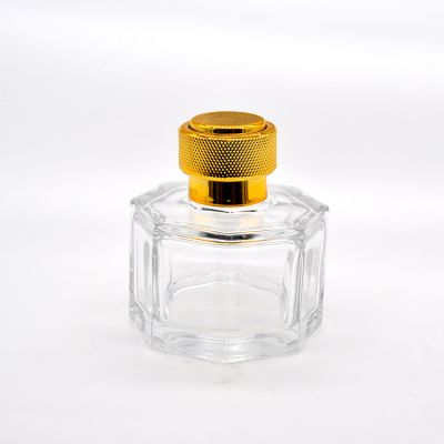 Luxury hexagonal design 100ml fine perfume glass bottle for sale 