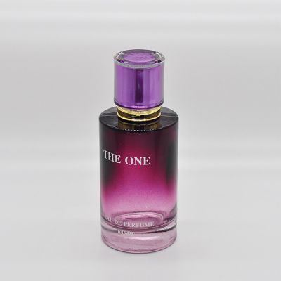 Wholesale 100ml Purple normal cylinder shape glass luxury perfume bottle 