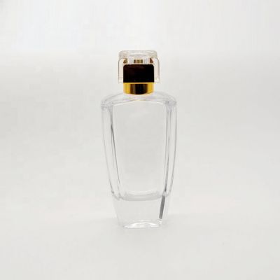 Unique design 100ml shaped transparent glass perfume bottle 
