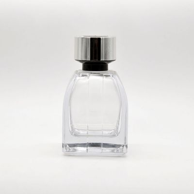 100ml empty high quality OEM wholesale design transparent glass perfume bottle with silver cap 