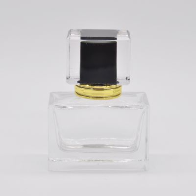 30ml rectangle empty high quality clear OEM glass perfume bottle with cover