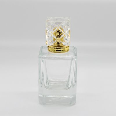 60ml elegant ladies transparent perfume empty glass bottle with beautiful cover