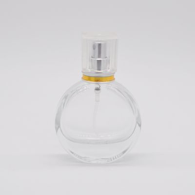 50ml Empty round transparent OEM glass perfume bottle with pump sprayer 