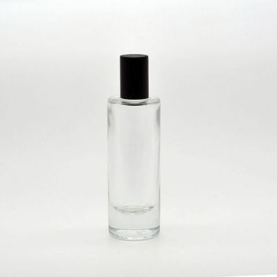 Wholesale 30ml refillable glass perfume spray bottle with small black cover 