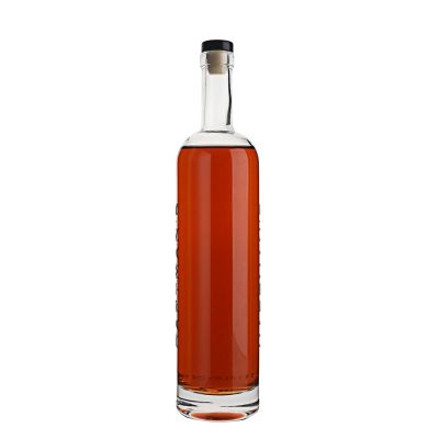 Customised Logo Empty 750ml gin bottle glass empty liquor bottle vodka bottles with cork stopper 
