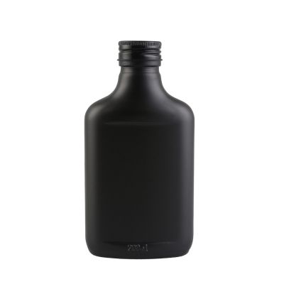 200 ml flat spirit hip flask matte black glass bottles for liquor alcoholic drink screw top 
