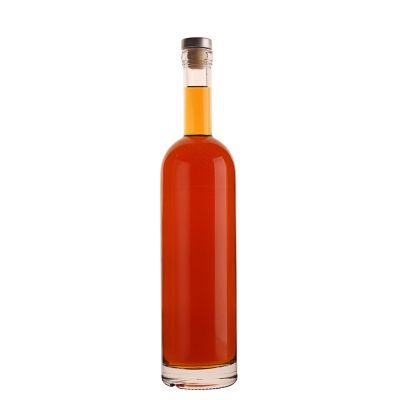 Wholesale empty clear flint glass round tall liquor ice wine spirits glass bottle 500ml 