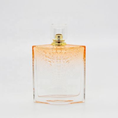 100ml Empty high quality orange OEM glass perfume bottle with mist sprayer 