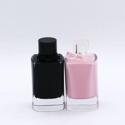 inner painting custom colorful square cylindrical glass perfume bottles 