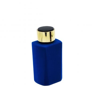 wholesale blue velvet glass cosmetic packaging 100ml empty perfume bottle 