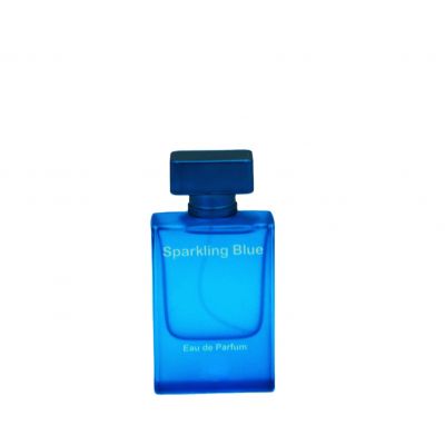 design screen printing 50ml luxury vintage blue cosmetic empty perfume glass bottle 