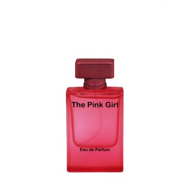 customizable high-end 50ml pink glass cosmetic empty perfume spray bottle with cap 