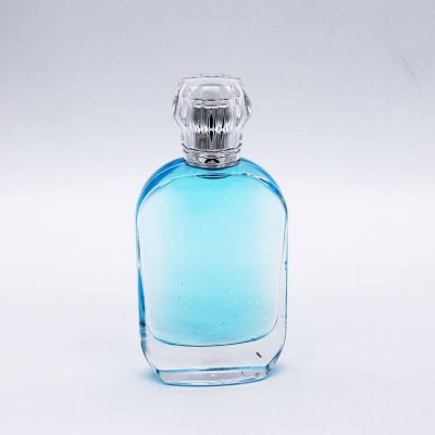 wholesale crimp neck empty transparent luxury cosmetic perfume glass bottle 100ml 